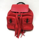 中古 グッチ バンブー リュック バックパック レザー ABランク 370833 フリンジ レッド GUCCI レディース あす楽【送料無料】【西神店】