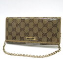 中古 グッチ GGクリスタル チェーンウォレット 長財布 ABランク 170426 ベージュ系 GUCCI レディース あす楽【送料無料】【西神店】