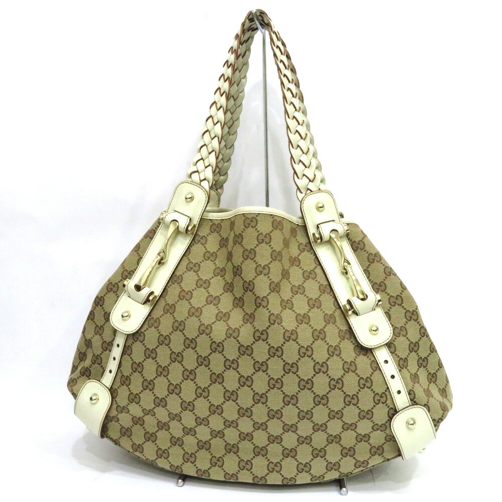 楽天ブランド　リッツ【絶対お得!!クーポンあり＆10％OFF】中古 美品 グッチ ハンドバッグ GGキャンバス ワンショルダー 編みこみ 肩掛け Aランク 137621 ベージュ ホワイト GUCCI あす楽【送料無料】【西神店】