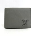 中古 美品 ルイヴィトン 財布 ポルトフォイユ ミュルティプル アエログラム 2つ折り 札入れ Aランク M81026 グレー イニシャル入り LOUISVUITTON あす楽【送料無料】【西神店】