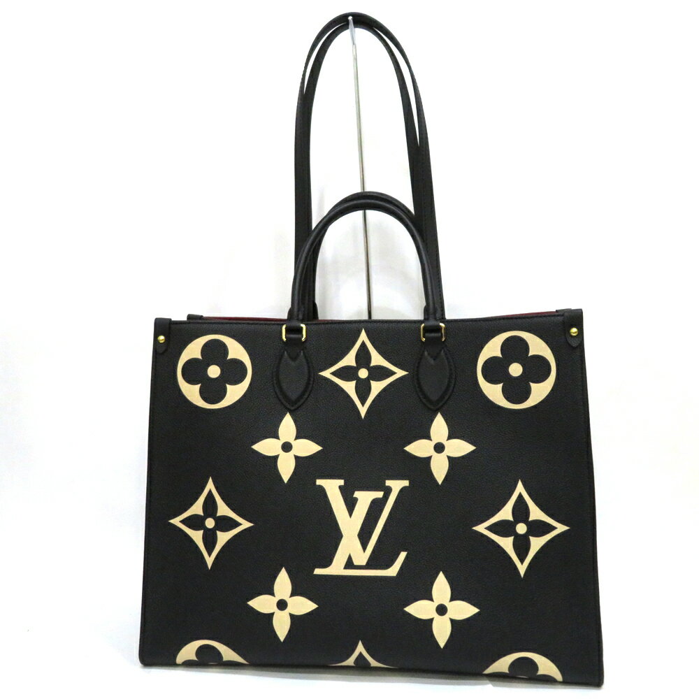 中古 美品 ルイヴィトン バッグ オンザゴーGM モノグラム アンプラント 2WAY トート M45945 Sランク ブラック LOUISVUITTON あす楽【送料無料】【西神店】