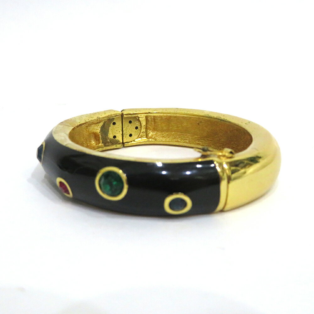 【絶対お得!!クーポンあり＆10％OFF】中古 ディオール ブレスレット 色石 ストーン ゴールド ブラック バングル ヴィンテージ Bランク DIOR メンズ レディース あす楽【送料無料】【西神店】