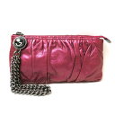 中古 グッチ チェーンポーチ レザー ABランク ボルドー セカンドバッグ シルバー金具 レディース GUCCI あす楽【送料無料】【三田店】
