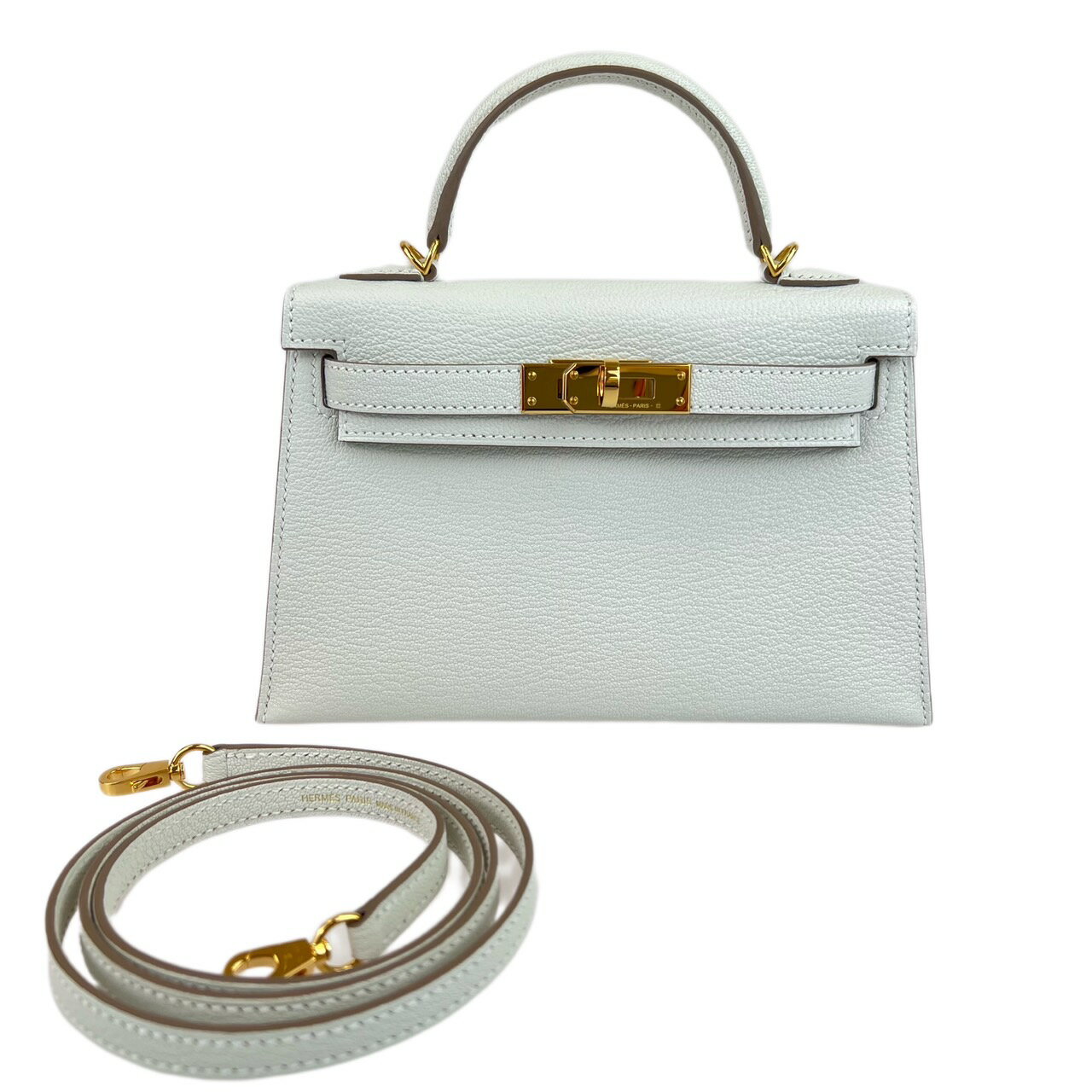 新品未使用　HERMES エルメス　Mini Kelly 2 ミニケリー　Mashroom マッシュルーム　Gold Hardwear ゴールド金具　U刻　Chevle シェーブル　2WAY ハンドバック ショルダーバックのサムネイル