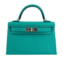 ケリー 新品 Z刻印 Stamp-Z HERMES エルメス Mini Kelly ミニケリー Vert verone ヴェールヴェロン Bleu zanzibar ブルーザンジバー シルバー金具 palladium Hardwear レディースバッグ　2wayバッグ 3wayバッグ