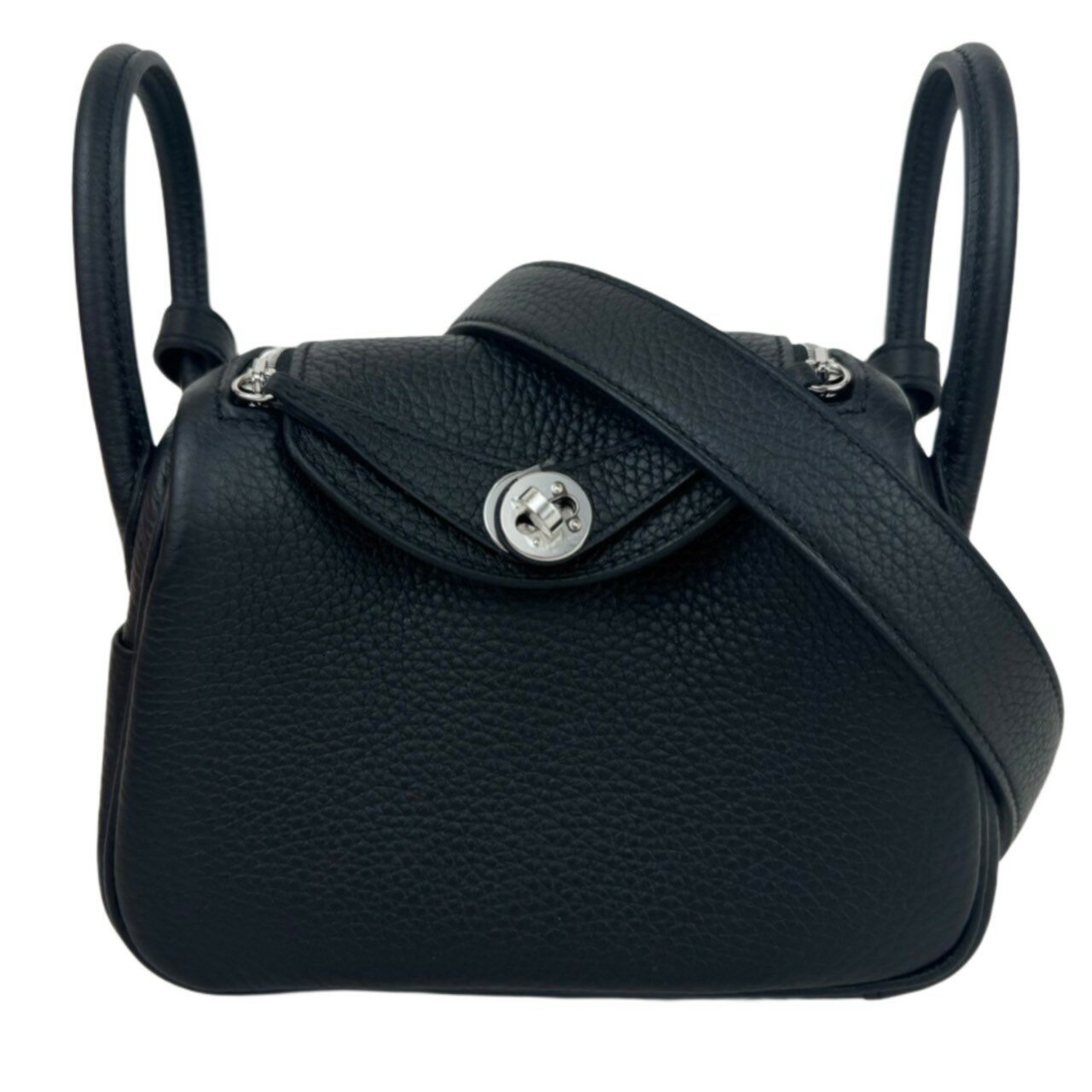 新品未使用 HERMES エルメス リンディミニ Minilindy Black ブラック Clemance トリヨンクレマンス PHW シルバー金具 B刻 2WAY ハンドバック ショルダーバック