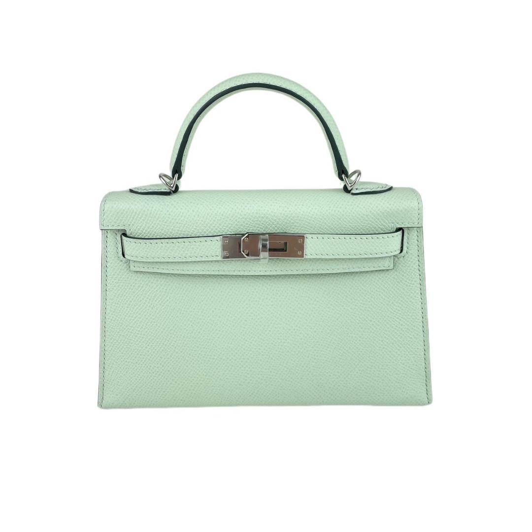 ケリー 新品未使用 HERMES エルメス Mini kelly ミニケリー Vert fizz ヴェールフィズ Epsom エプソン PHW シルバー金具 B刻 2wayバッグ ショルダーバッグ