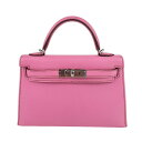 ケリー 新品未使用 HERMES エルメス Mini kelly ミニケリー Bubblegum バブルガム PHW シルバー金具 Epsom エプソン Z刻 レディースバッグ ショルダーバッグ