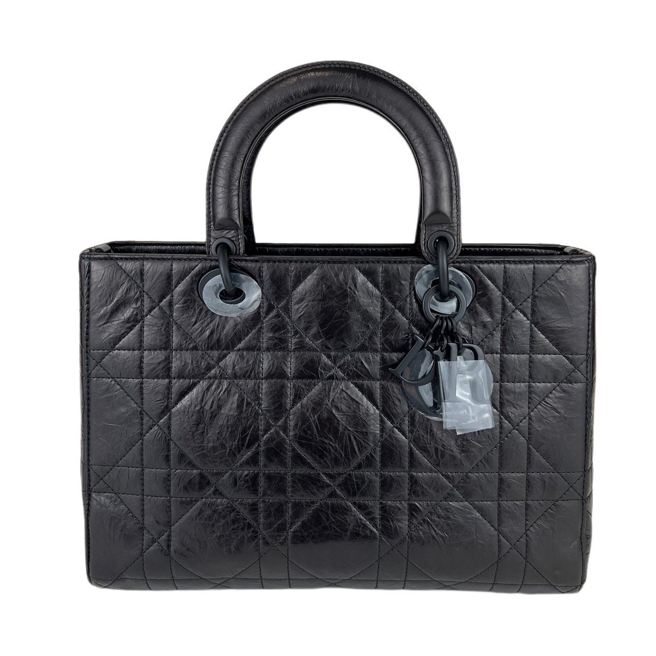 未使用 ChristianDior クリスチャンディオール LADY D-Sire My ABCDior レディ Dサイア Black ブラック マットブラック金具 Calfskin カーフスキン 15-MA-0224 レディース ハンドバッグ