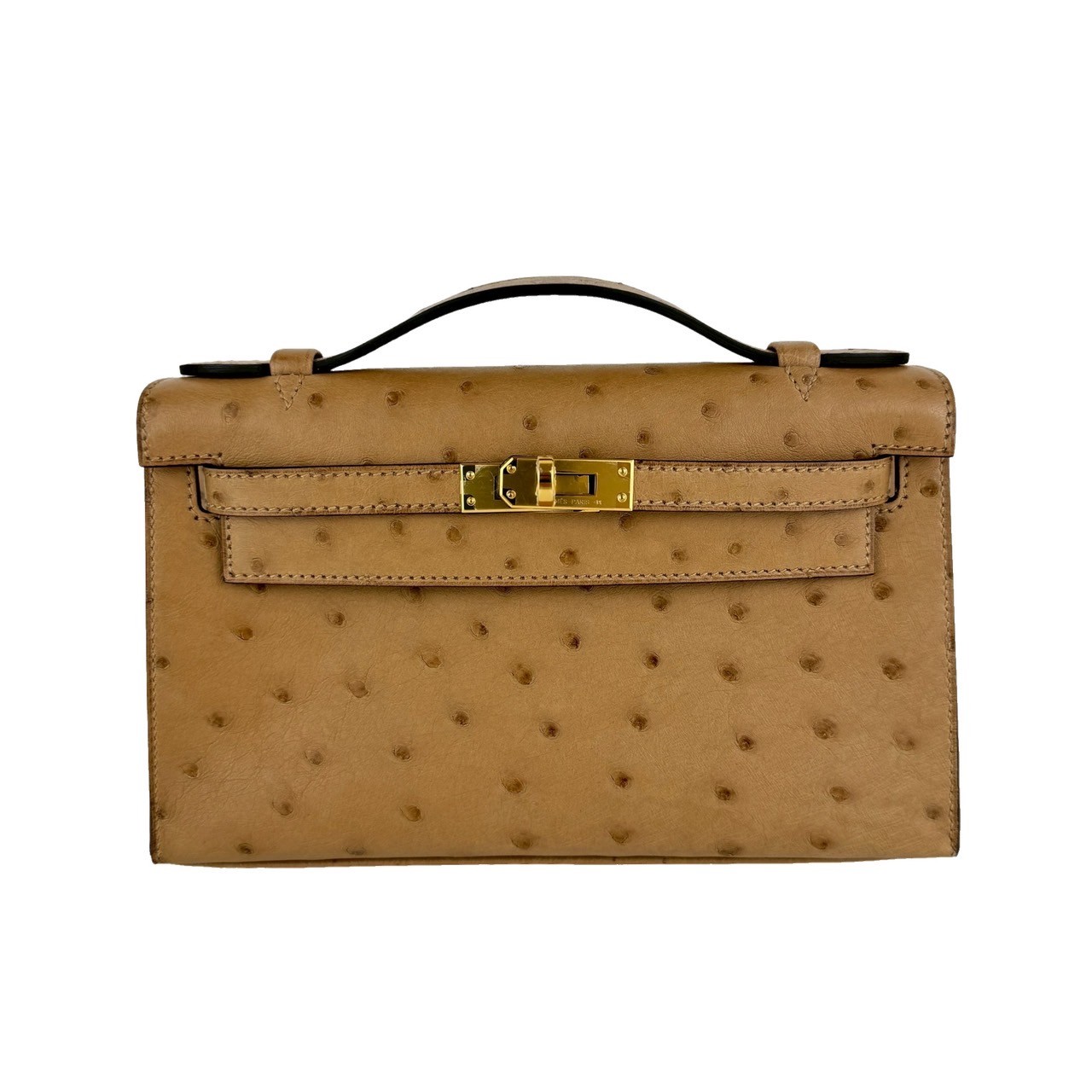 新品未使用 HERMES エルメス Kelly pochette ケリーポシェット Chai チャイ Ostrich オーストリッチ GHW ゴールド金具 Stamp-W W刻印 ハンドバッグのサムネイル