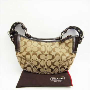 【10/23までポイント5倍】COACHコーチシグネチャースモールホーボーミニバッグポーチ【中古】