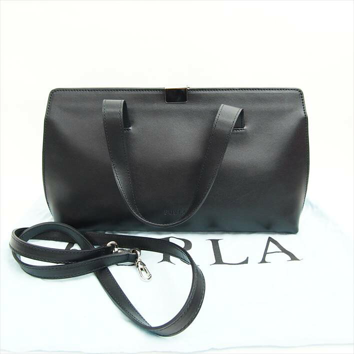 【10/23までポイント5倍】FURLAフルラストラップ付きハンドバック黒【中古】