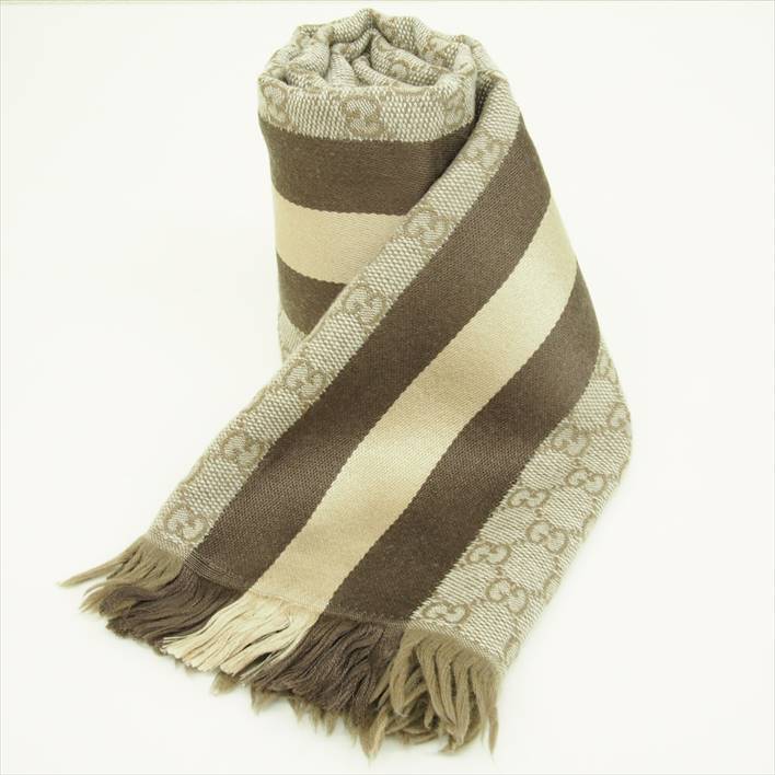 【12/26までP5倍】GUCCIグッチ全面ロゴ柄マフラー【中古】