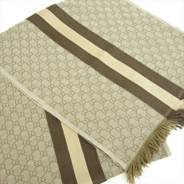 【12/26までP5倍】GUCCIグッチ全面ロゴ柄マフラー【中古】