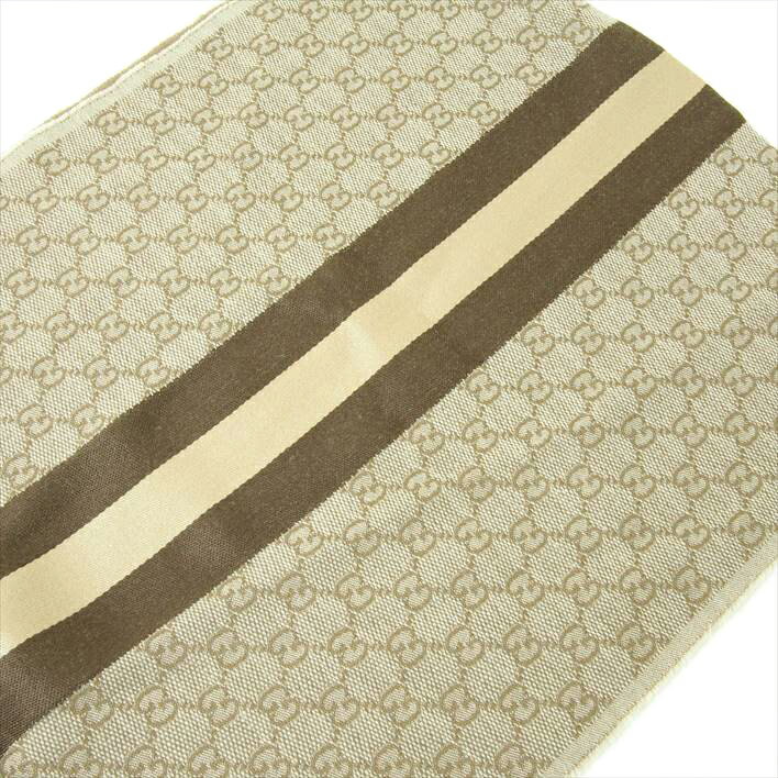 【12/26までP5倍】GUCCIグッチ全面ロゴ柄マフラー【中古】