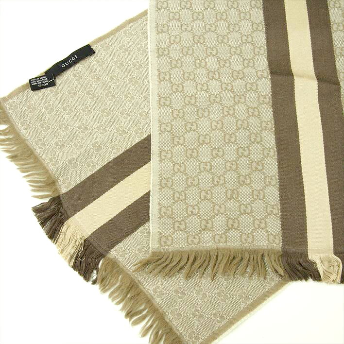 【12/26までP5倍】GUCCIグッチ全面ロゴ柄マフラー【中古】