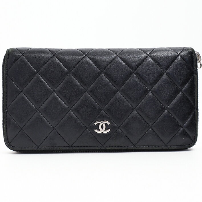 CHANELシャネルマトラッセジップアラウンドウォレット【中古】