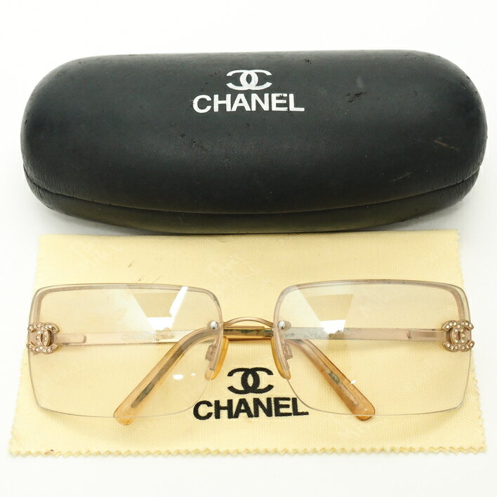 CHANEL Crystal CC Logo Sunglasses 4104-B Gold 579474