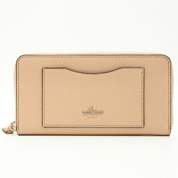 COACHコーチクロスグレインレザーアコーディオンジップウォレットレザークリーナー付【中古】財布