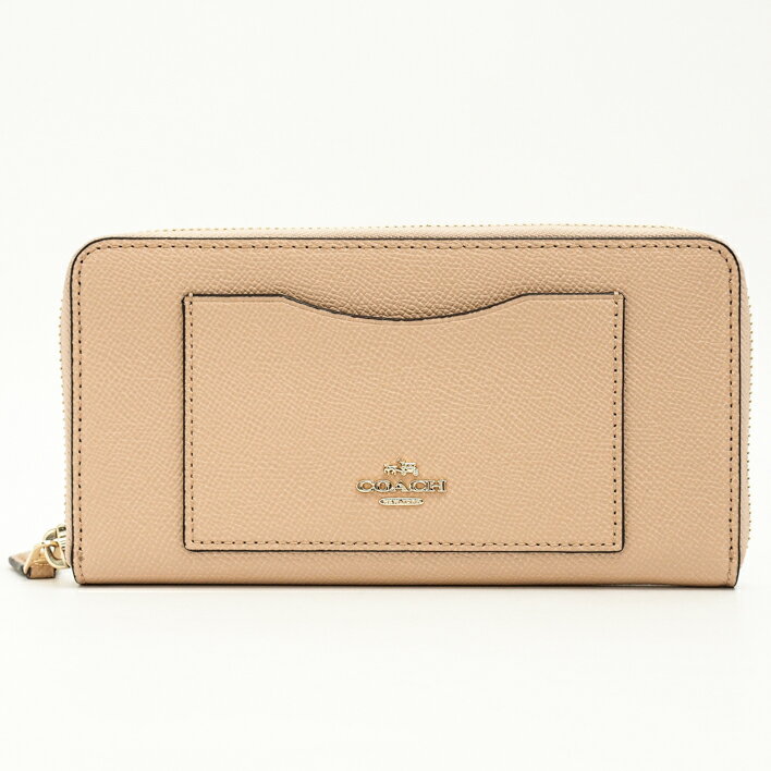 COACHコーチクロスグレインレザーアコーディオンジップウォレットレザークリーナー付【中古】財布