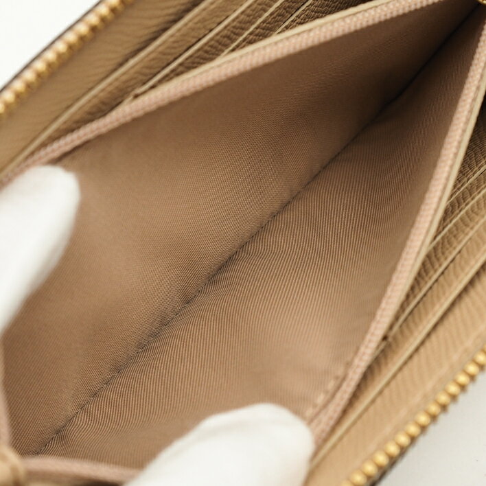 COACHコーチクロスグレインレザーアコーディオンジップウォレットレザークリーナー付【中古】財布