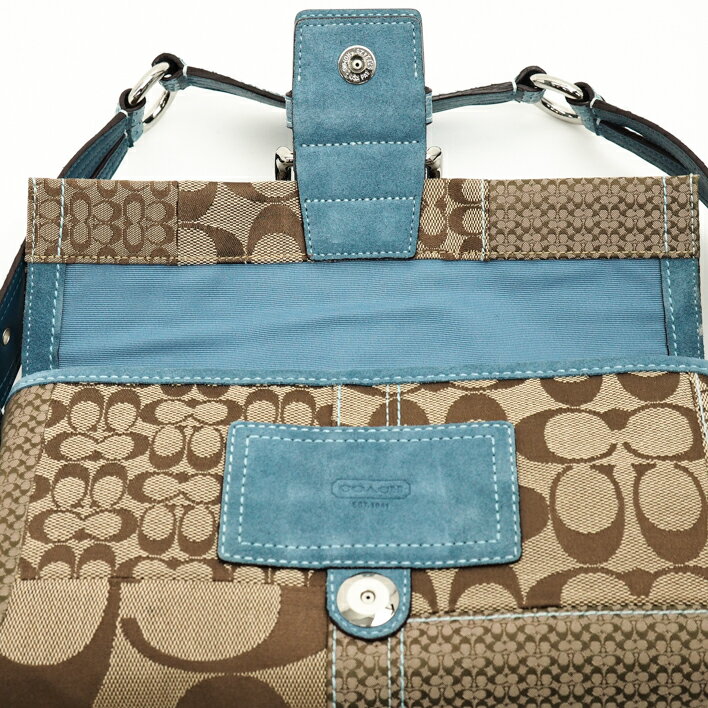 COACH coach semi-shoulder bag signature semi-shoulder bag 3689 canvas × python [beautiful goods] [pre-owned]