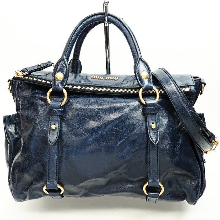 【美品】miumiuミュウミュウ２wayショルダーバッグRT0524レザー(VITELLOSHINE)【中古】