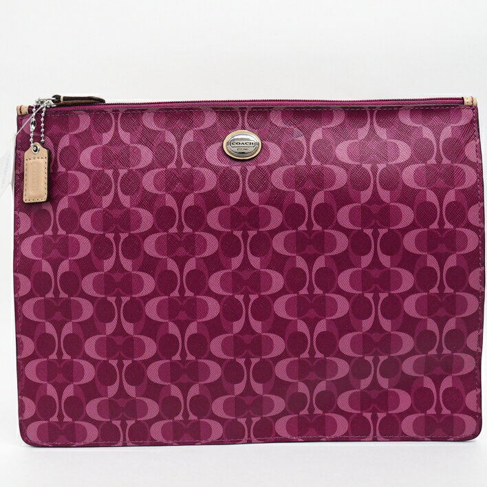 【美品】COACHコーチペイトンドリームCラージテックポーチシグネチャーF67516コーティングキャンバスレディースバッグアクセサリーポーチ【中古】