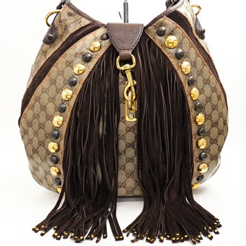 【美品】GUCCIグッチバブーシュカ207300コーティングGGキャンバス×レザー×スエードレディースバッグショルダーバッグ【中古】