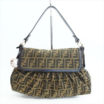 【ほぼ新品】FENDIフェンディズッカ柄ハンドバッグキャンバス×レザーレディースバッグハンドバッグ【中古】