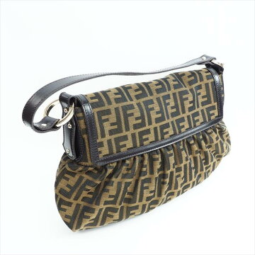 【ほぼ新品】FENDIフェンディズッカ柄ハンドバッグキャンバス×レザーレディースバッグハンドバッグ【中古】