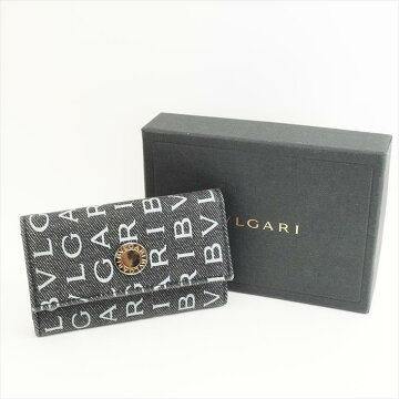 【美品】BVLGARIブルガリ6連キーケースロゴマニアジャガード×レザー財布・バッグ小物キーケース【中古】