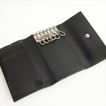 【美品】BVLGARIブルガリ6連キーケースロゴマニアジャガード×レザー財布・バッグ小物キーケース【中古】