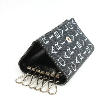 【美品】BVLGARIブルガリ6連キーケースロゴマニアジャガード×レザー財布・バッグ小物キーケース【中古】