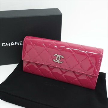 【美品】CHANELシャネルマトラッセエナメルレディース財布長財布(小銭入れあり)【中古】