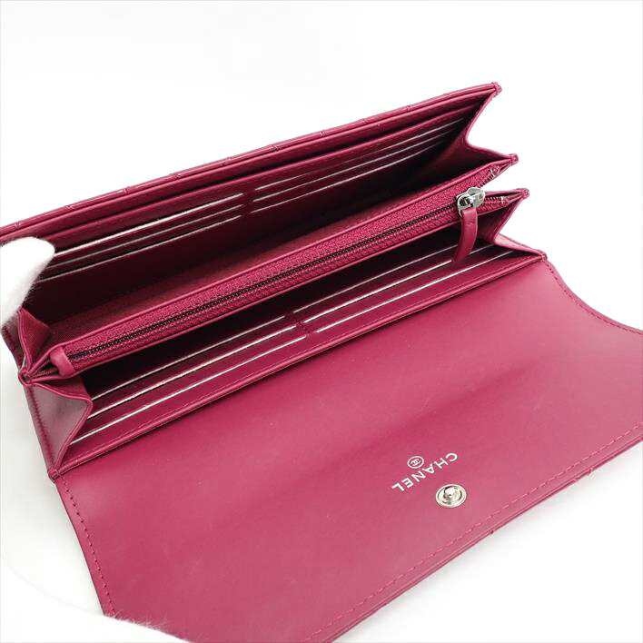【美品】CHANELシャネルマトラッセエナメルレディース財布長財布（小銭入れあり）【中古】