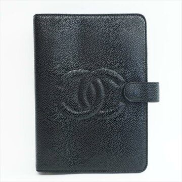 CHANELシャネルココマーク6穴キャビアスキンブランド雑貨手帳カバー【中古】