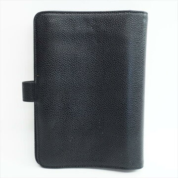 CHANELシャネルココマーク6穴キャビアスキンブランド雑貨手帳カバー【中古】