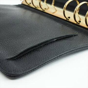 CHANELシャネルココマーク6穴キャビアスキンブランド雑貨手帳カバー【中古】