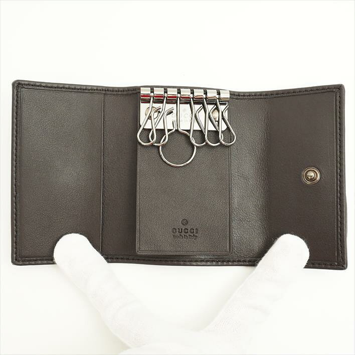 [Unused / Second-hand Goods] GUCCI 6 Gucci Web 138077 · 0959 GG Supreme Canvas × Leather Fashion Accessory Key Holder · Key Case 【Used】