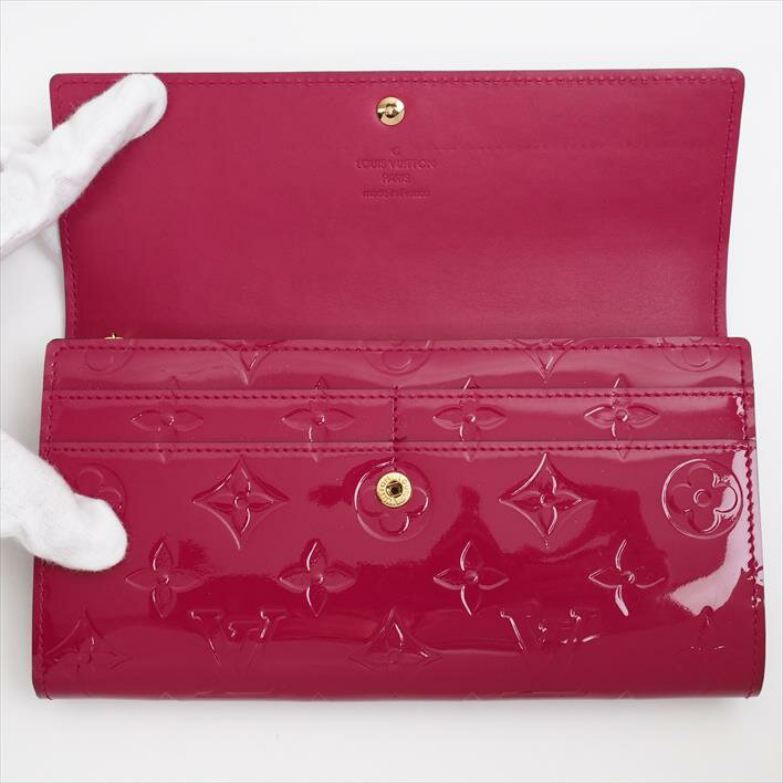 [美 品] LOUISVUITTON Louis Vuitton Porto Foyu Sarah Monogram Vernis M91765 Verni leather women's wallet purse (with coin purse) [pre]