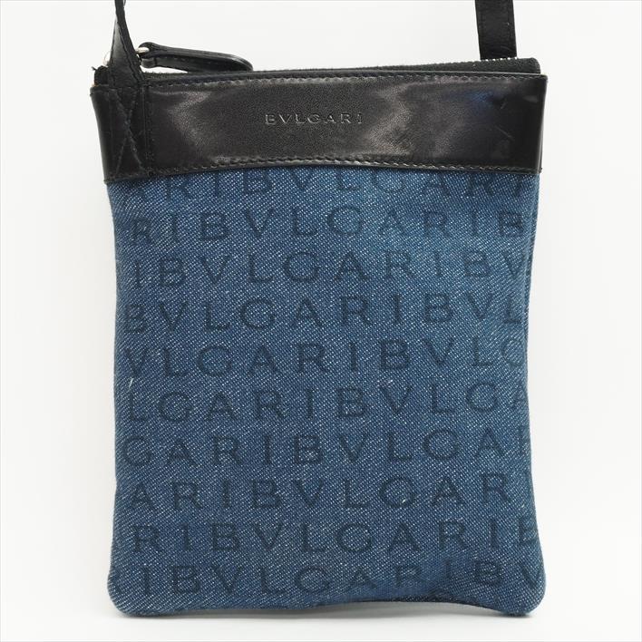 BVLGARIブルガリミニロゴマニアキャンバス×レザーレディースバッグショルダーバッグ【中古】