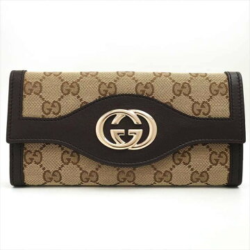 【未使用品・新古品】GUCCIグッチ232425・2149レザーレディース財布長財布(小銭入れあり)【中古】