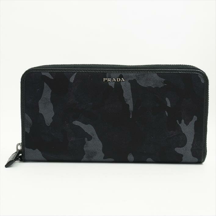 PRADAプラダテスートカモフラージュナイロンメンズ財布長財布（小銭入れあり）【中古】