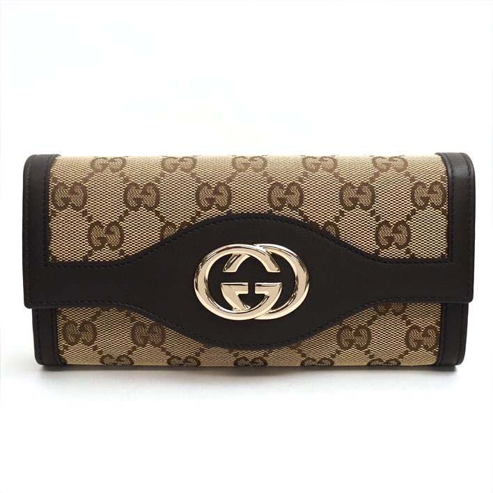 【ほぼ新品】GUCCIグッチGGキャンバス232431･2067キャンバスレディース財布長財布（小銭入れあり）【中古】