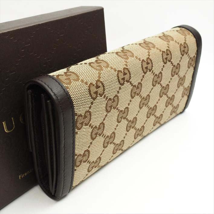 【ほぼ新品】GUCCIグッチGGキャンバス232431･2067キャンバスレディース財布長財布（小銭入れあり）【中古】