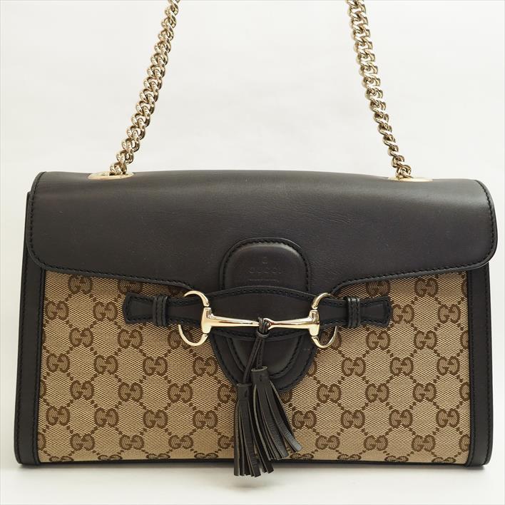 【美 品】 GUCCI Gucci Emily Chain Bag GG Campus 295402213317GG Campus × Leather Women's Bag Shoulder Bag [Pre-owned]