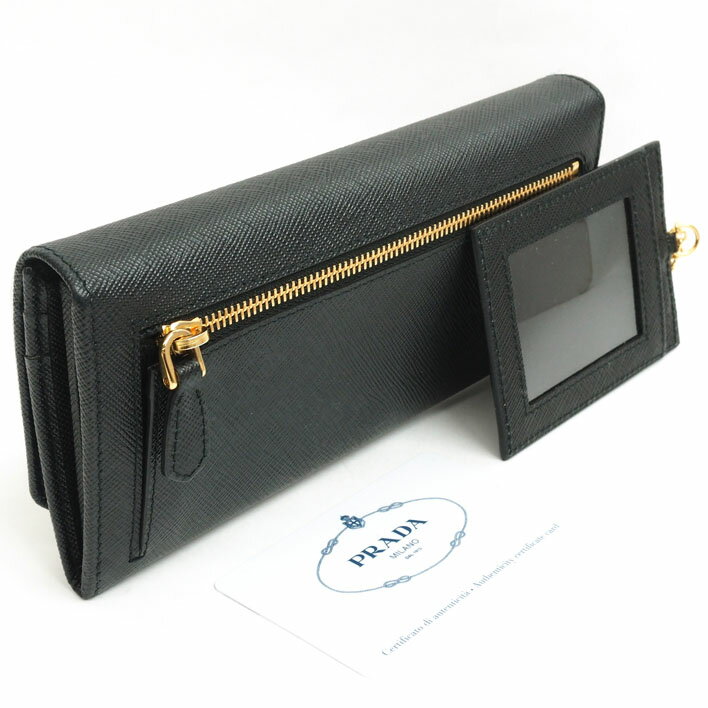 [Unused / Second-hand Goods] PRADA Prada Folded Pass Case with Ribbon Wallet Saffiano Fiocco 1 MH132 Women's Wallets Long Wallet (Coin Purse Available) [Pre]