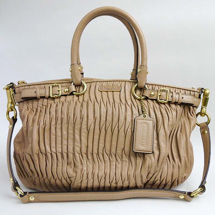 COACHコーチマディソンギャザードレザーソフィアサッチェルハンドバッグ【中古】