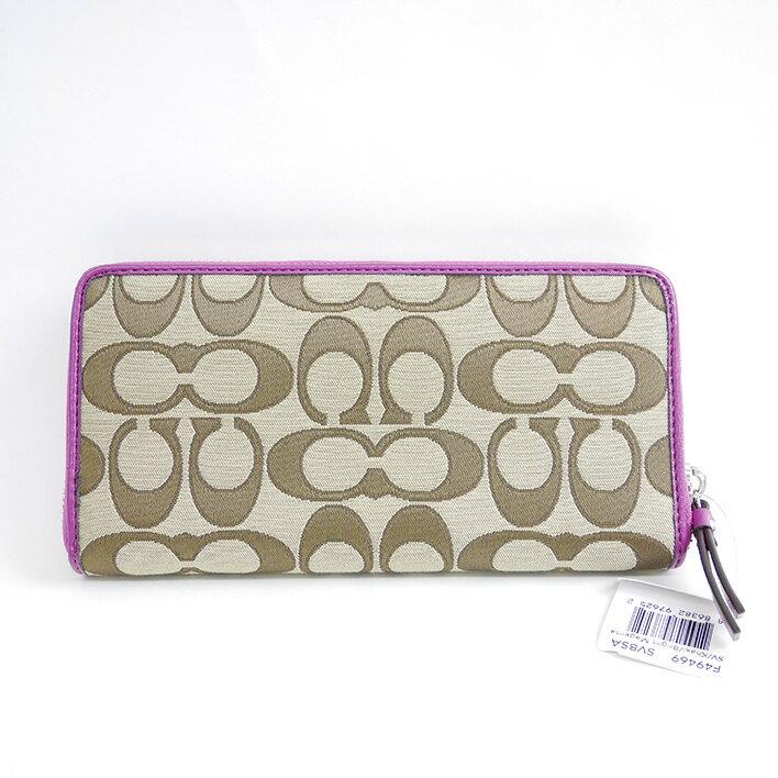 COACHコーチアウトラインシグネチャーアコーディオンジップアラウンド長財布財布F49469【中古】